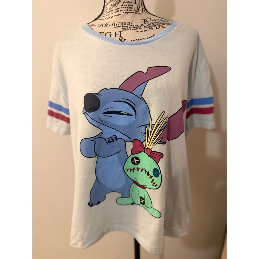 Disney Stitch Scrump Graphic T-shirt Light Blue Medium